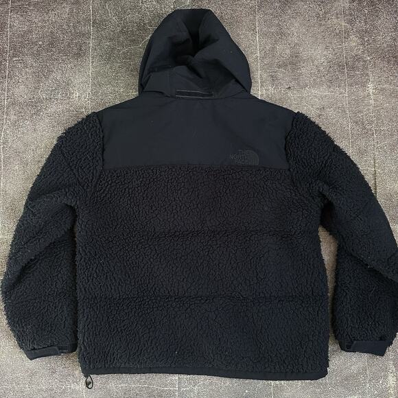 Men's The North Face Navy Blue Nuptse Sherpa High Pile Down Puffer Jacket Sz L - Picture 5 of 6